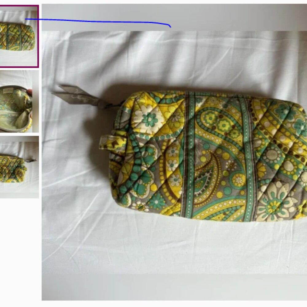 Vera Bradley Lemon Parfait Medium Makeup Bag